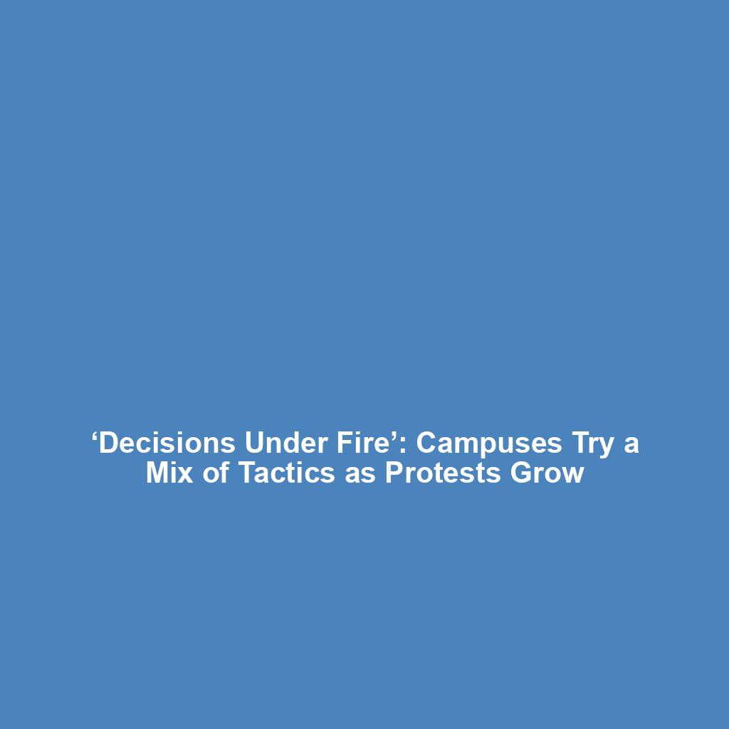 ‘Decisions Under Fire’: Campuses Try a Mix of Tactics as Protests Grow