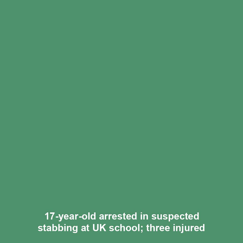 17-year-old arrested in suspected stabbing at UK school; three injured