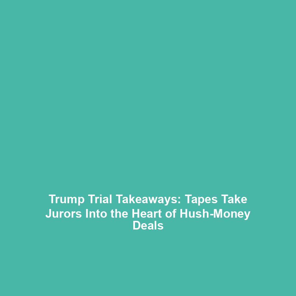 Trump Trial Takeaways: Tapes Take Jurors Into the Heart of Hush-Money Deals