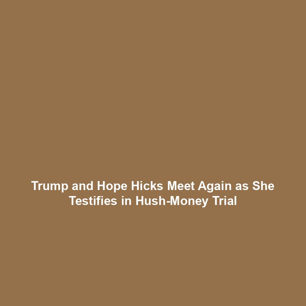 Trump and Hope Hicks Meet Again as She Testifies in Hush-Money Trial